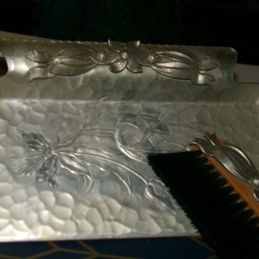 vintage aluminum crumb catcher & brush.